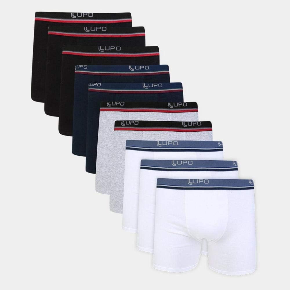 Kit 10 Cuecas Boxer, Lupo, Masculino