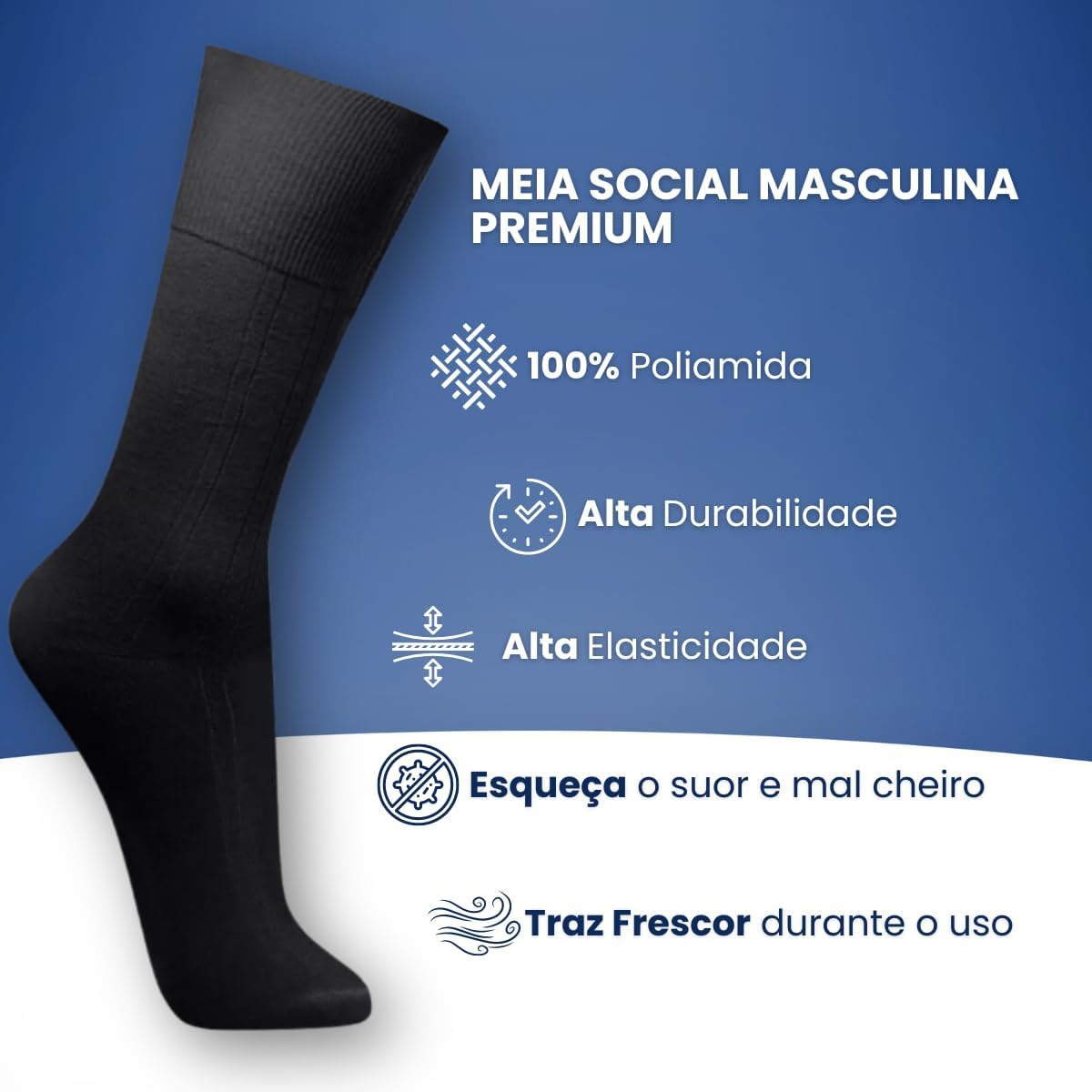 Meia Social Masculina com 12 Pares Sortidos | Tamanho Único 37 ao 43