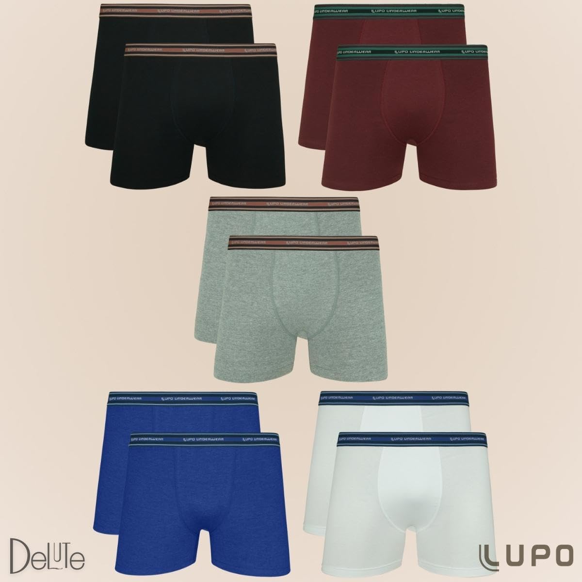 Kit 10 Cuecas Boxer, Lupo, Masculino