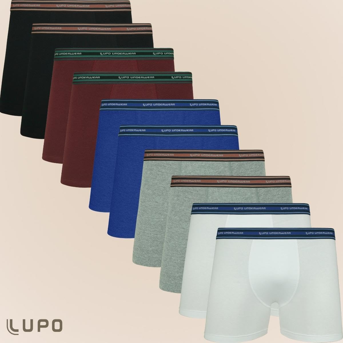 Kit 10 Cuecas Boxer, Lupo, Masculino