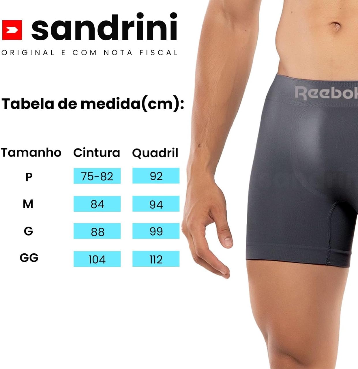 Kit 12 Cuecas Boxer Reebok Masculinas Microfibra Adulto Box Sem Costura