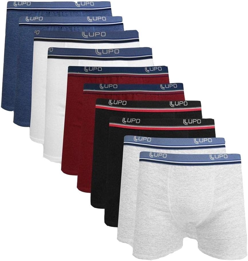 Kit 10 Cuecas Boxer, Lupo, Masculino